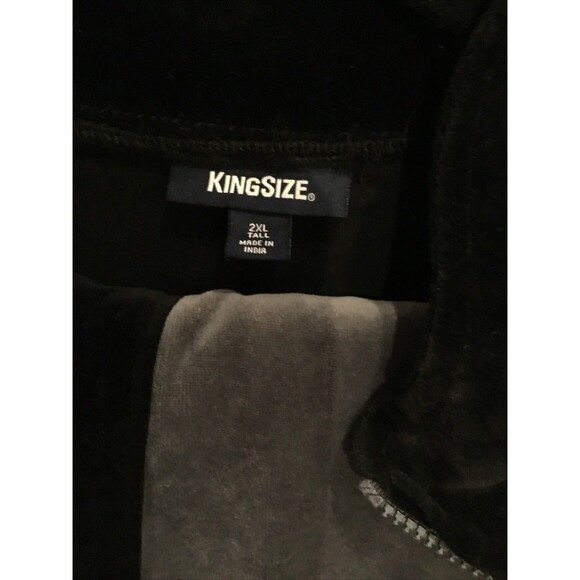 BIG & TALL King Size Velour Tracksuit Sweatsuit Set Black/Grey 2XLT GUC - Picture 2 of 11